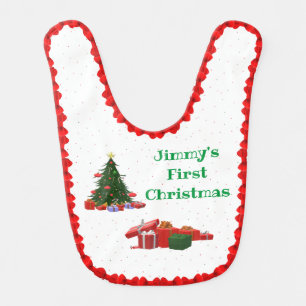 Personalized Baby's First Christmas Baby Bib