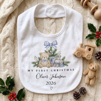 Personalized Baby's First Christmas Baby Bib