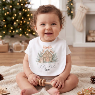 Personalized Baby's First Christmas Baby Bib