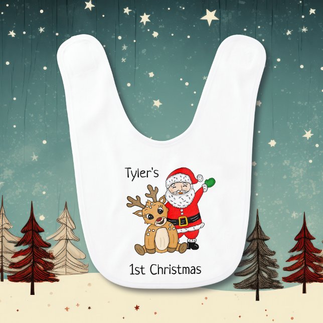Personalized Baby's First Christmas  Baby Bib (Creator Uploaded)