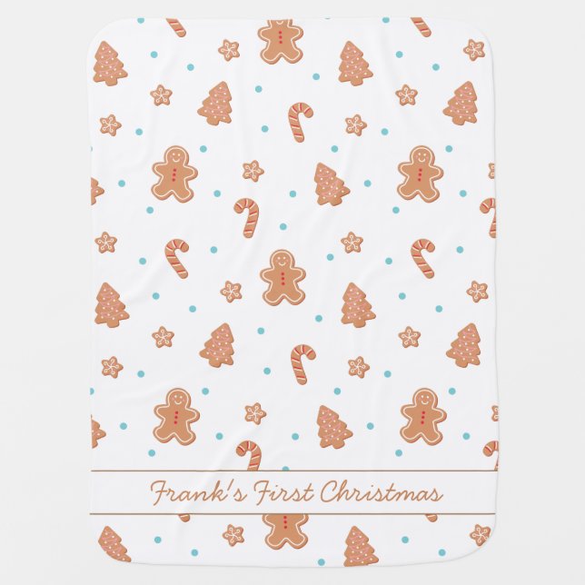 Personalized baby's first Christmas Baby Blanket (Front)