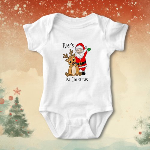 Personalized Babys First Christmas Baby Bodysuit