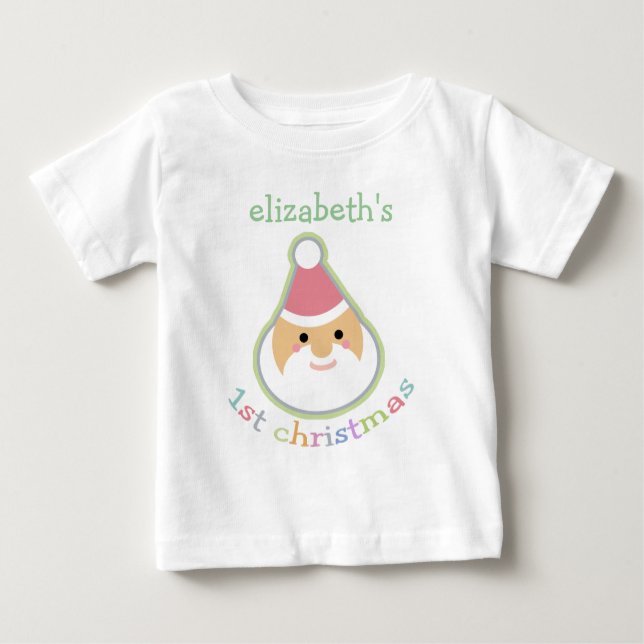 Personalized Baby's First Christmas Baby T-Shirt (Front)