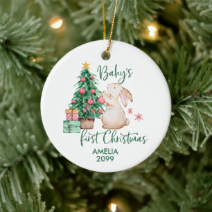 Personalized Baby's First Christmas Bunny Ornament