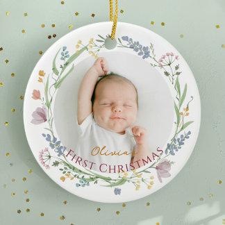 Personalized Baby's First Christmas Ceramic Ornament