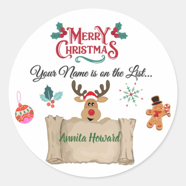 Personalized Baby's First Christmas  Classic Round Sticker (Front)