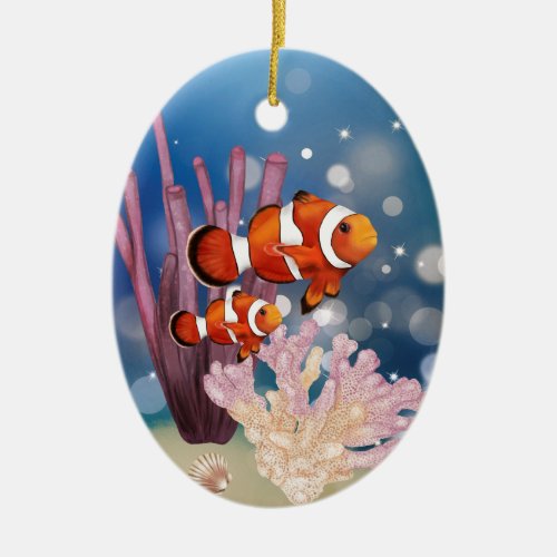Personalized Babys First Christmas Clown Fish Ceramic Ornament