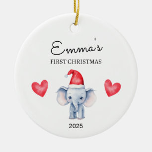 Personalized Baby's First Christmas, Elephant Gift Ceramic Ornament