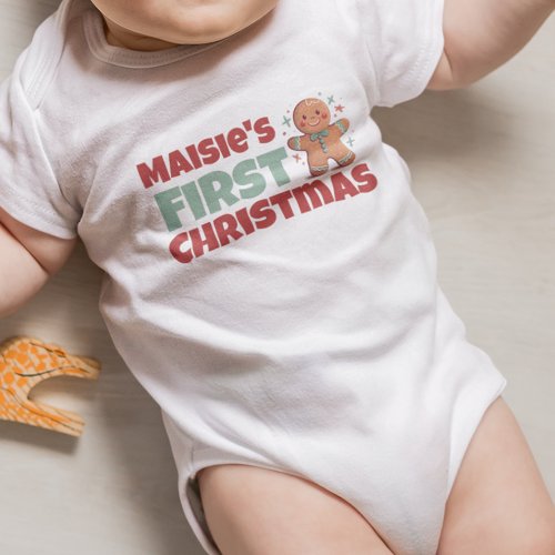 Personalized Babys First Christmas Gingerbread Baby Bodysuit