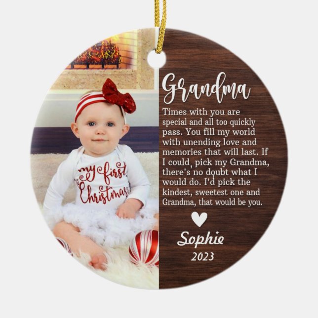 Personalized Baby's First Christmas/Grandma Ceramic Ornament (Front)