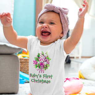 Personalized Baby's First Christmas Holiday  Baby Bodysuit
