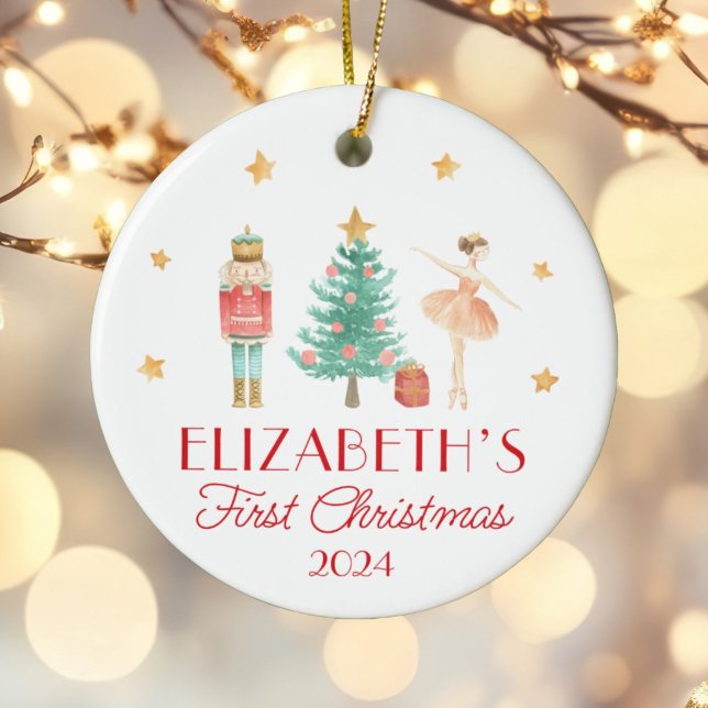 Personalized Baby's First Christmas Nutcracker Ceramic Ornament (Creator Uploaded)