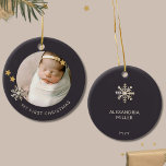 Personalized Baby's First Christmas Ornament<br><div class="desc">Celebrate your little one's debut holiday with this Personalized Baby's First Christmas Ornament. Designed for your unique touch, this ornament features a charming snowflake-framed space for a treasured photo of your child. "My First Christmas" is elegantly displayed in sans-serif font below the photo, exuding warmth and joy. The reverse side...</div>