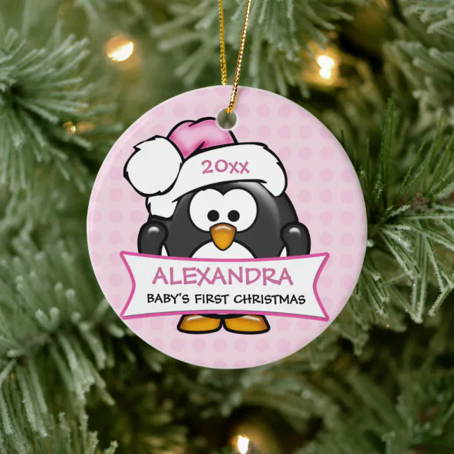 Pink Christmas Penguin First Christmas Christmas Ornament main image 1