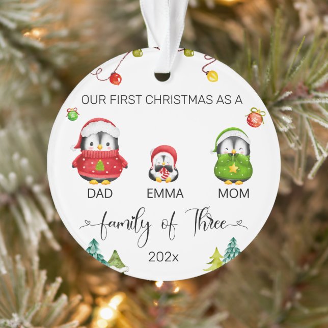 Personalized Baby's First Christmas Penguin Ornament (Tree)