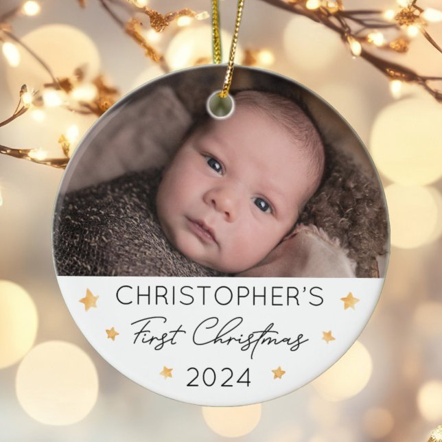 Personalized Baby's First Christmas Photo Ceramic Ornament (Creator Uploaded)
