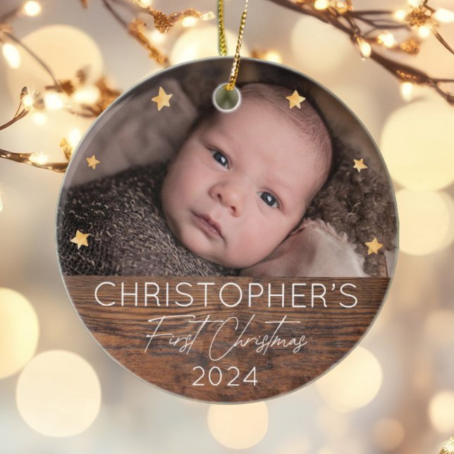 Personalized Baby's First Christmas Photo Ceramic Ornament (Creator Uploaded)