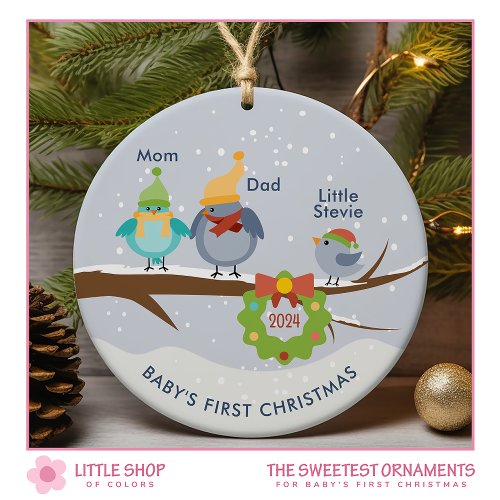 Personalized Babys First Christmas Photo Ceramic Ornament