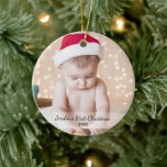 Personalized Babys First Christmas Photo Name Year Ceramic Ornament<br><div class="desc">A beautiful Christmas tree ornament to commemorate your baby's first christmas.  Easily upload your child's photo and add two lines of custom text.  Simple yet elegant,  a memory keepsake that will be treasured by parents,  grandparents and others.</div>