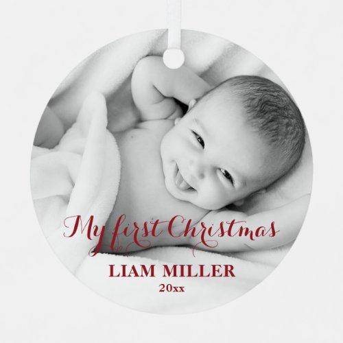 Personalized Babys First Christmas Photo Ornament