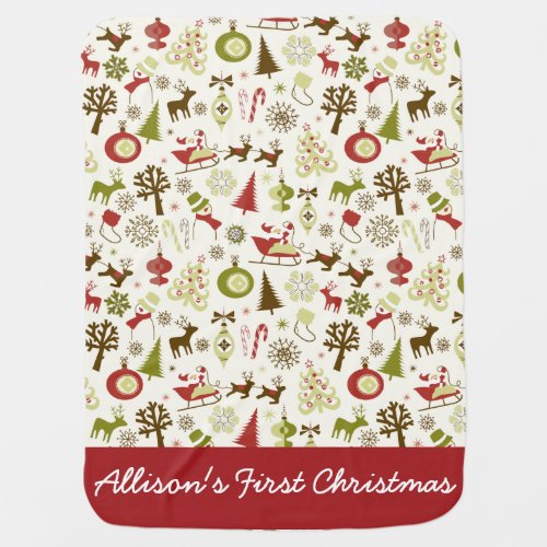 Personalized Babys First Christmas Stroller Blanket