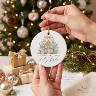 Personalized Baby's First Christmas Tree Ceramic Ornament