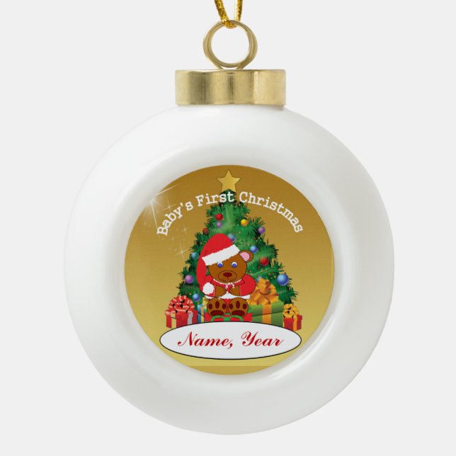 Personalized Baby's First Christmas Tree Ornament (Front)