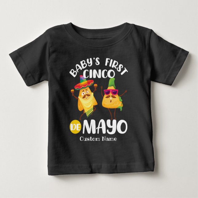 Personalized Baby's First Cinco de Mayo Baby T-Shirt (Front)