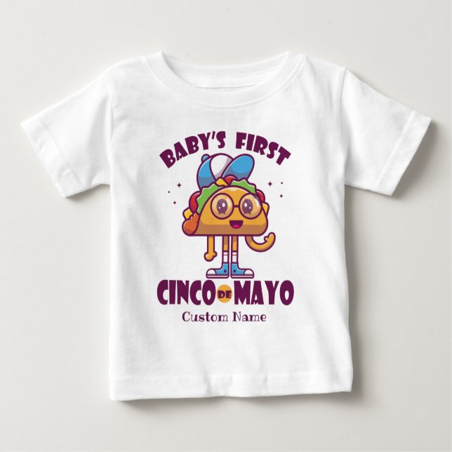 Personalized Baby's First Cinco de Mayo Baby T-Shirt (Front)
