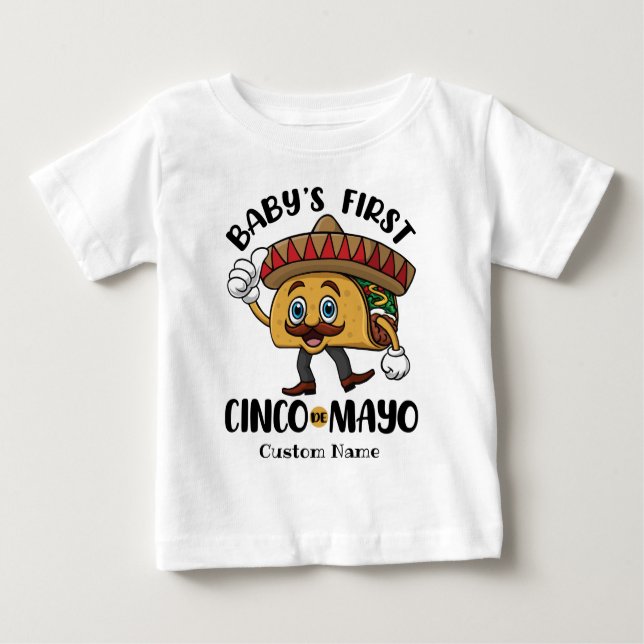 Personalized Baby's First Cinco de Mayo Baby T-Shirt (Front)