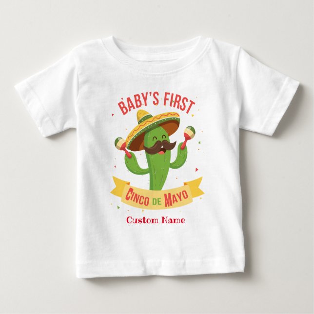 Personalized Baby's First Cinco de Mayo Baby T-Shirt (Front)