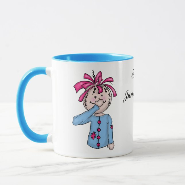 Personalized Baby's First Rag Doll Cartoon Mug (Left)
