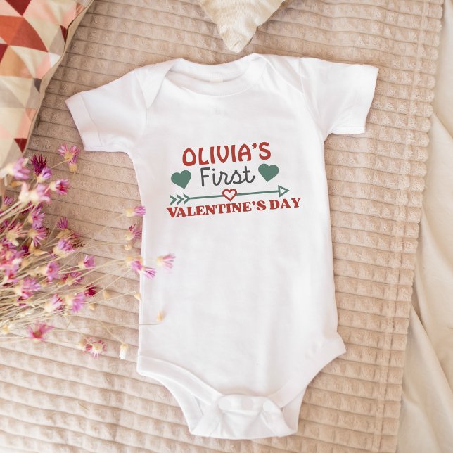Personalized Baby's First Valentine's Day Cute Baby Bodysuit (Creator Uploaded)