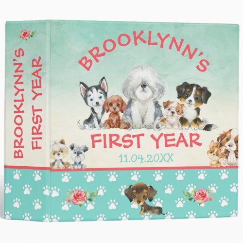 Personalized Babys First year photo scrapbook 3 Ring Binder