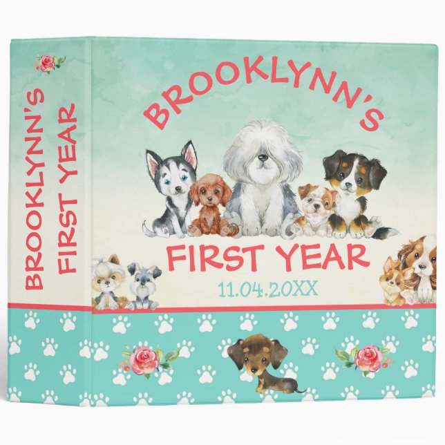 Personalized Baby's First year photo scrapbook 3 Ring Binder (Front/Spine)