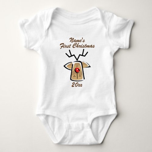 Personalized Babys Name First Christmas Baby Bodysuit