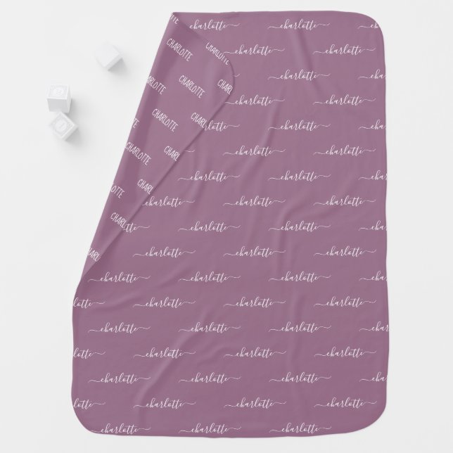 Personalized Baby's Name Pattern, Light Purple Baby Blanket (In Situ)