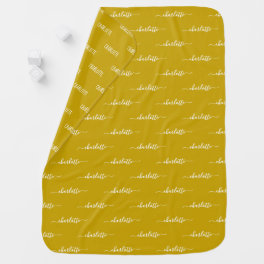 Personalized Baby's Name Pattern, Mustard Yellow Baby Blanket