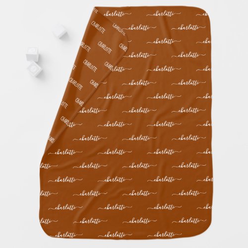 Personalized Babys Name Terracotta Red Baby Blanket