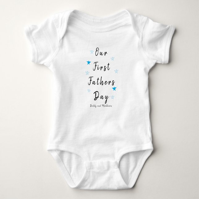 Personalized Babysuit Blue star | 1st Father's day Baby Bodysuit (Front)