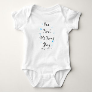 Personalized Babysuit Blue star   1st mothers day Baby Bodysuit