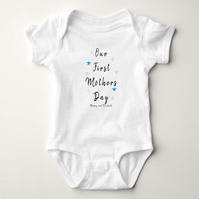 Personalized Babysuit Blue star | 1st mothers day Baby Bodysuit (Front)