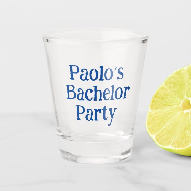 Personalized Bachelor gifts shot glass (Front)