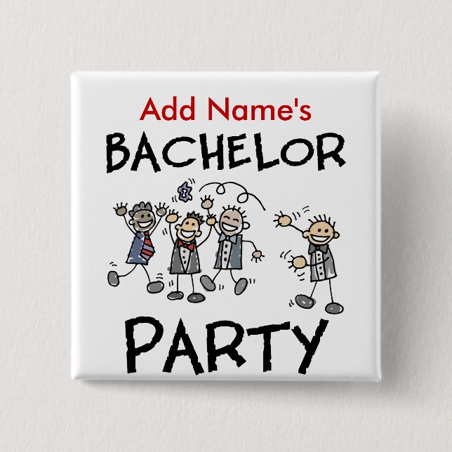 Personalized Bachelor Party Buttons (Front)