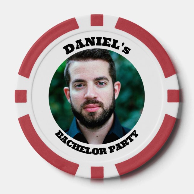 Personalized Bachelor Party Custom Photo Poker Chips (Front)