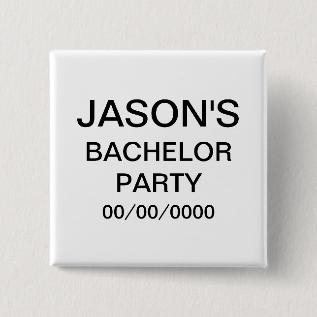 Personalized Bachelor Party Pinback Button (Front)
