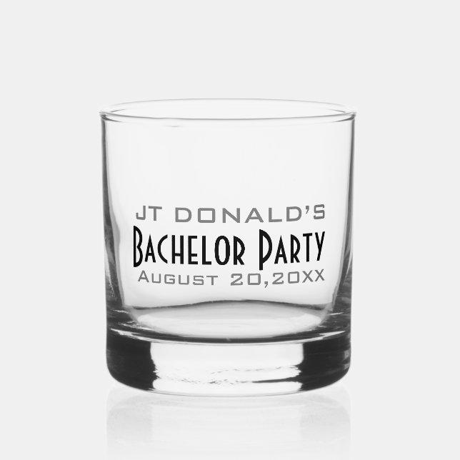 Personalized Bachelor Party  Whiskey Glass (Front)