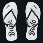 Personalized Bachelorette Bride black and white Flip Flops<br><div class="desc">bride,  bachelorette,  bridal party,  personalized bride,   flip-flops bachelorette,   party gift,  custom bride gift,  wedding,  honey moon,  bridal shower gift</div>