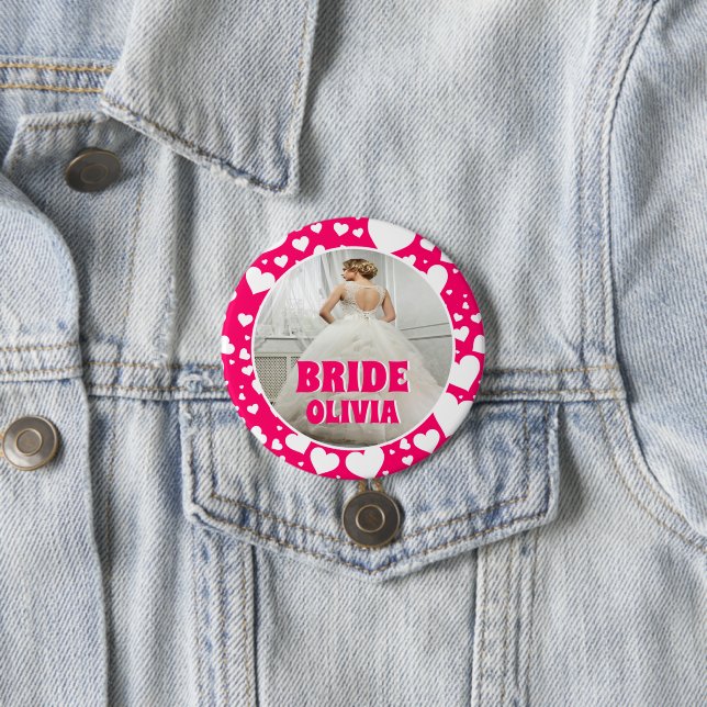 Personalized Bachelorette Bride Photo  Button (In Situ)