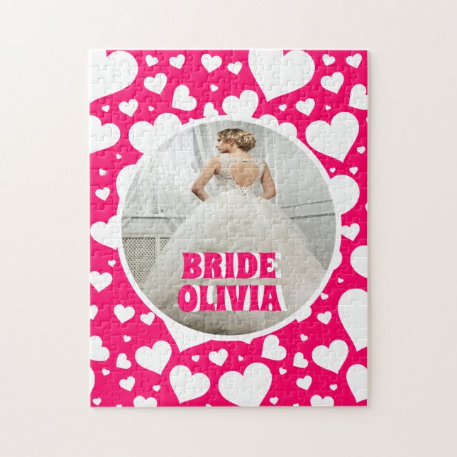 Personalized Bachelorette Bride Photo Jigsaw Puzzle (Vertical)